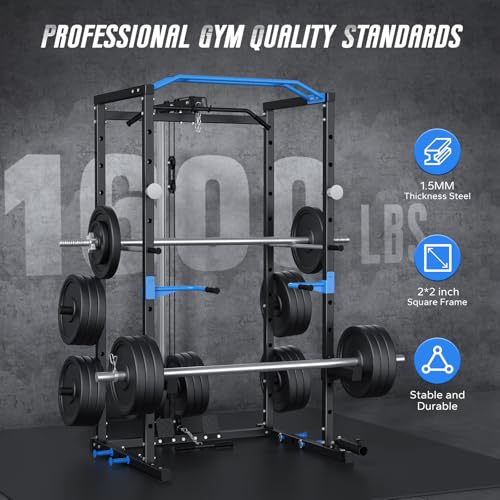 Power Cage Squat Rack with Cable Crossover System O415237