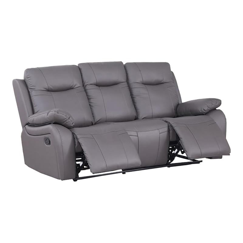Black Oversized Manual Leather Recliner Sofa Couch with Cup Holders U6950