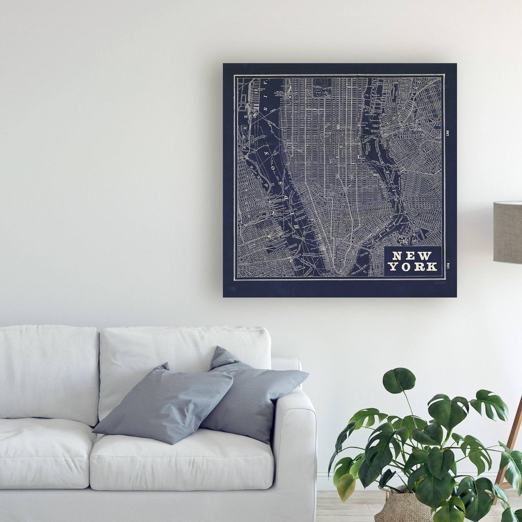 Blueprint Map New York Square 24x24 Canvas Art O7198