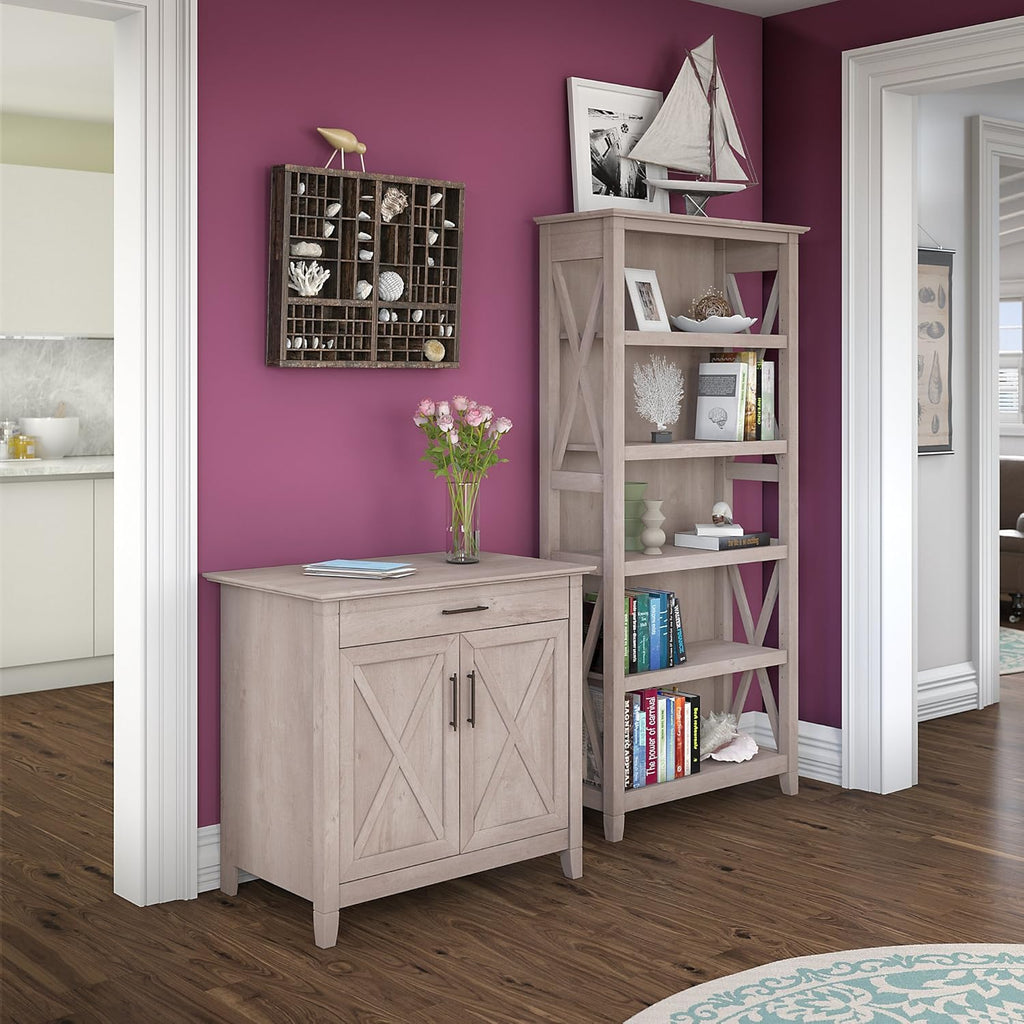 Bing Cherry Secretary Desk with 5 Shelf Bookcase E654