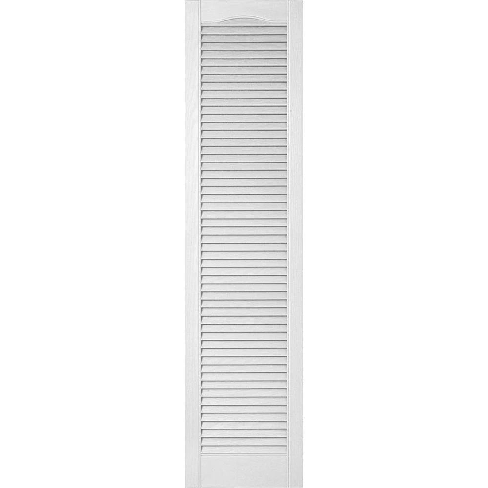 Vinyl Cathedral Top Open Louver Shutters Bright White K5390