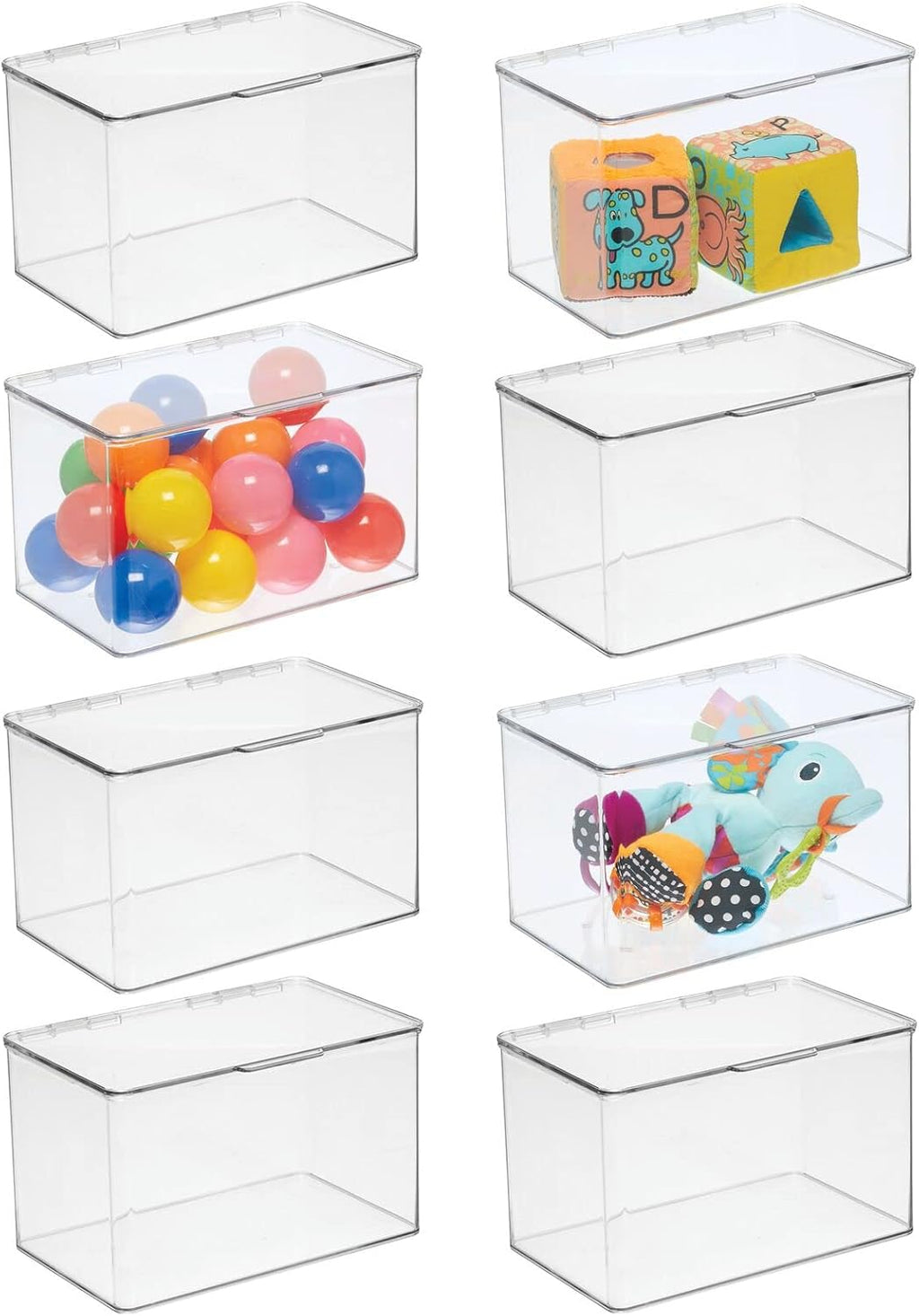 Clear 8 Pack Stackable Rectangular Storage Bin with Lid B5472