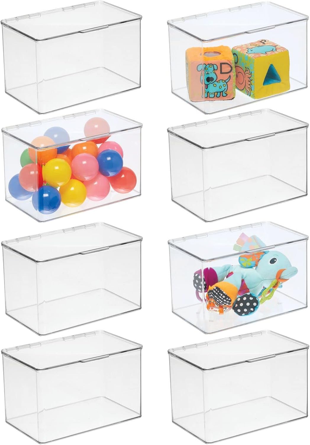 Clear 8 Pack Stackable Rectangular Storage Bin with Lid B5472