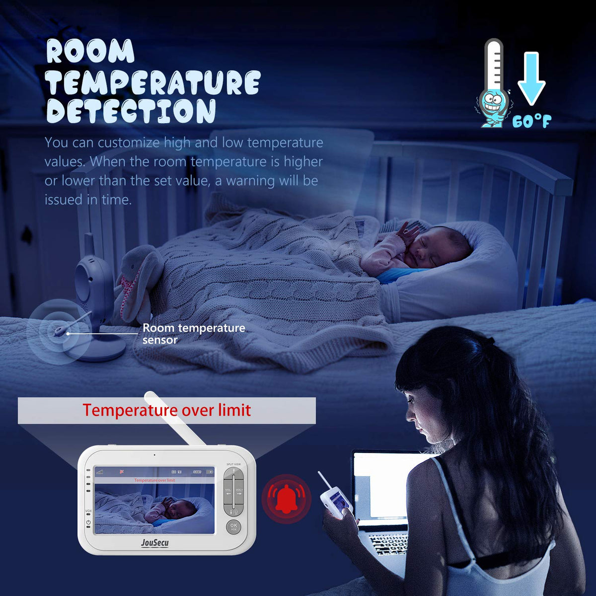 Baby Monitor with Camera and Audio 4.3 Inches LCD Split Screen Q876