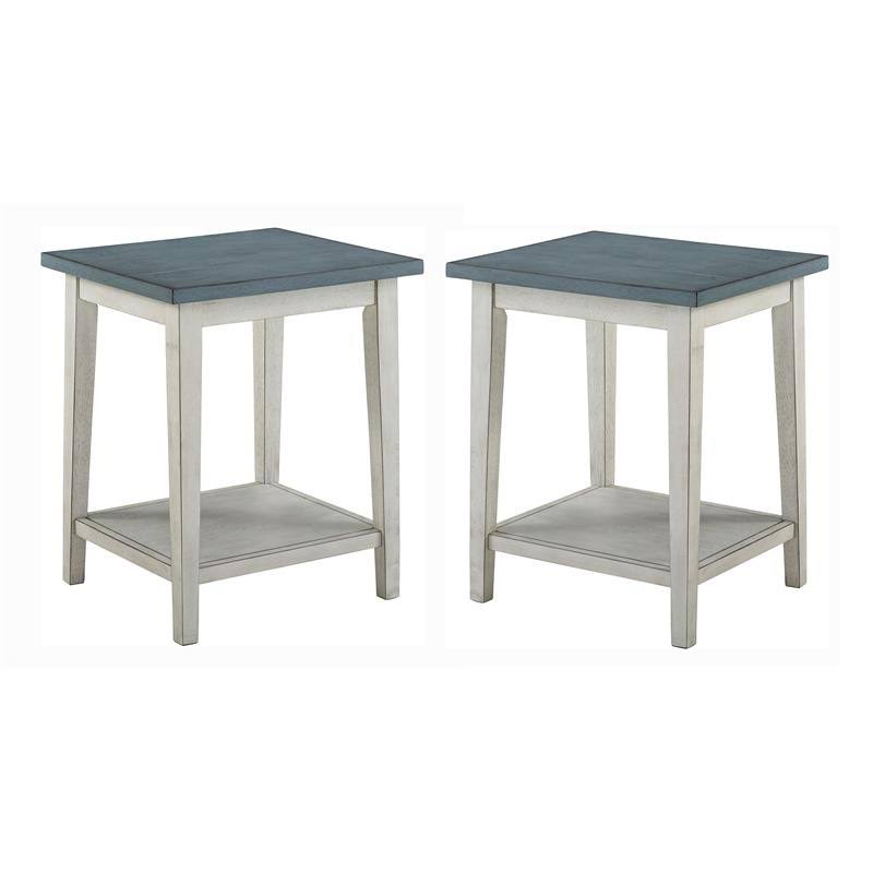 Blue Wood 1-Shelf Side Table Set of 2 Q554