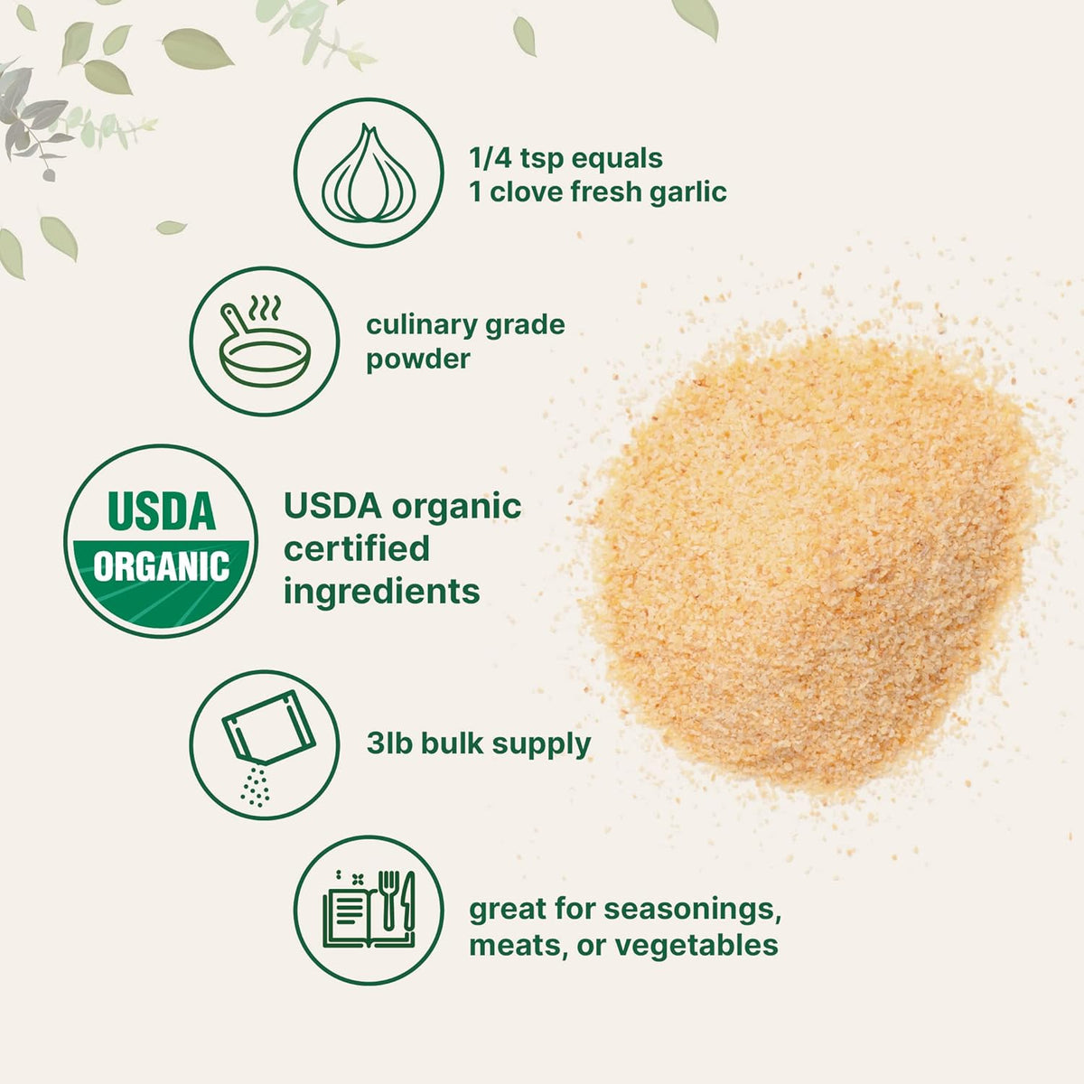 Organic Garlic Powder, 3lbs V62964