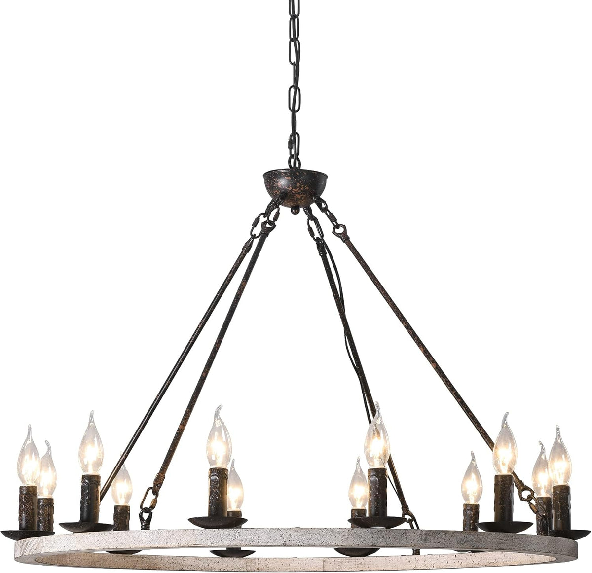 12-Lights Farmhouse Wagon Wheel Chandelier U6136