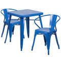 3-Piece Metal Square Outdoor Bistro Set in Blue Y824