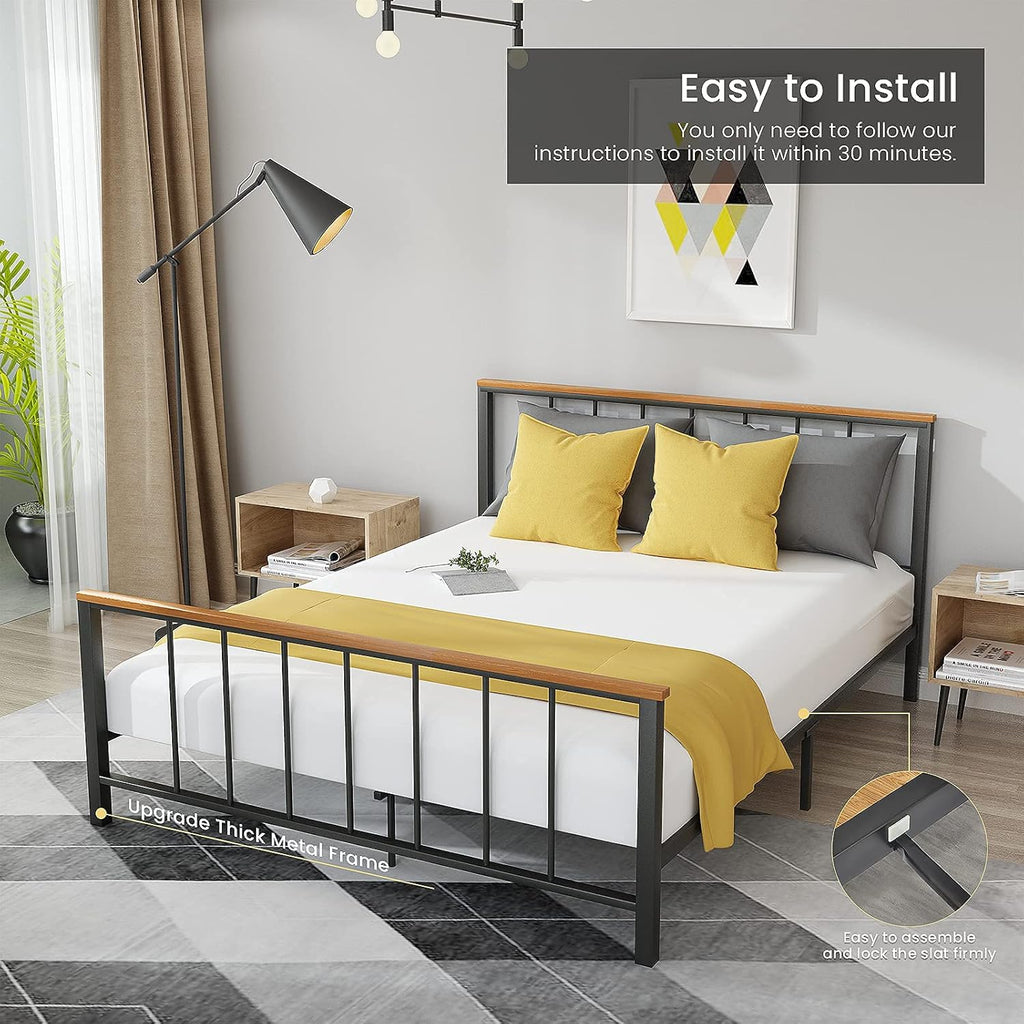 Metal Platform Bed Frame with Headboard and Footboard Full Z9283