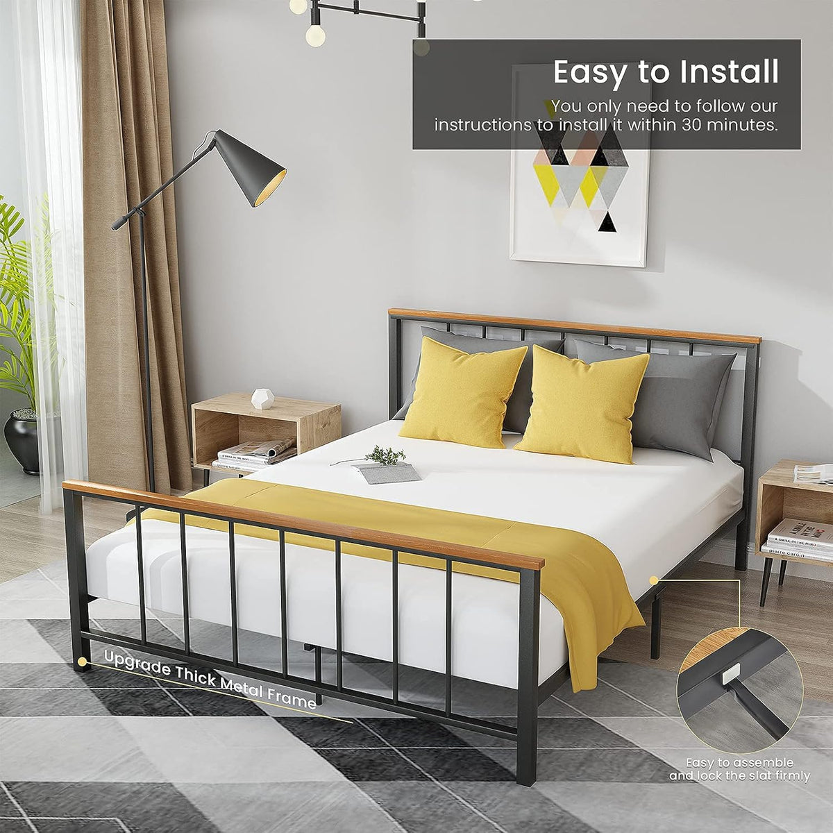 Metal Platform Bed Frame with Headboard and Footboard Full Z9283