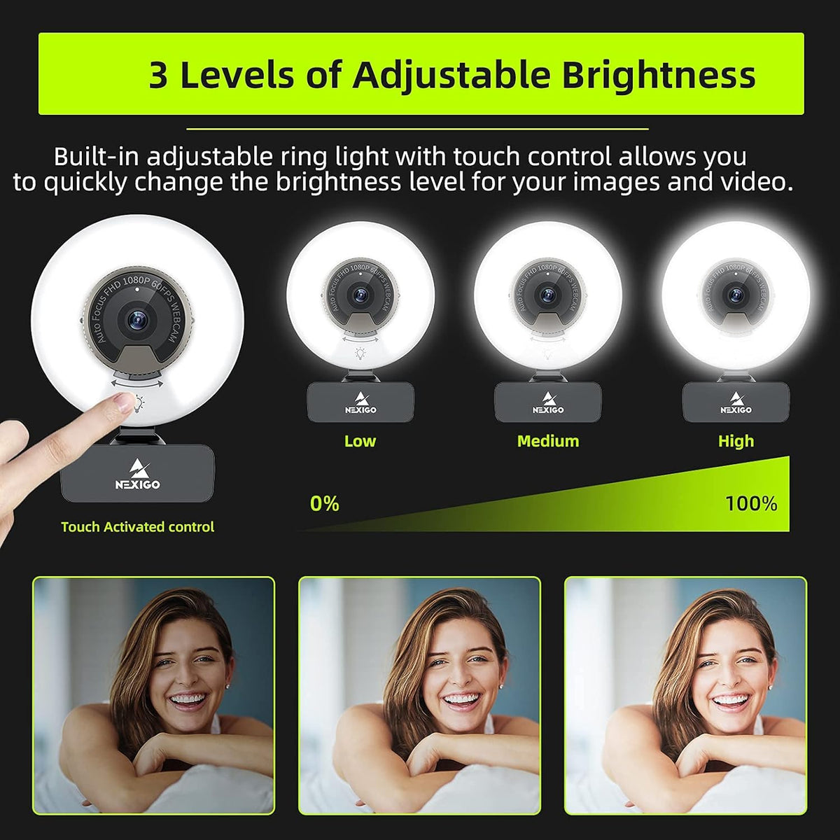 1080P 60FPS Webcam with Light N807