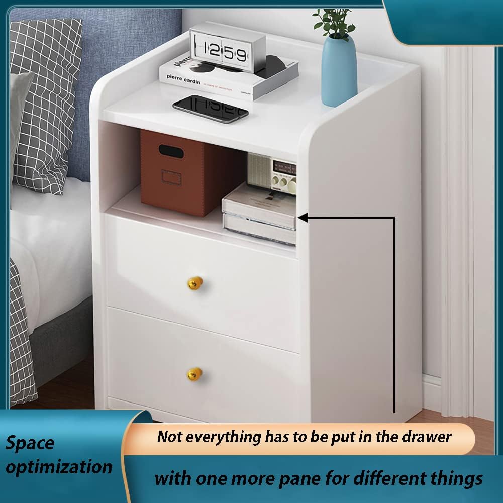White Nightstand with Drawers Y968980
