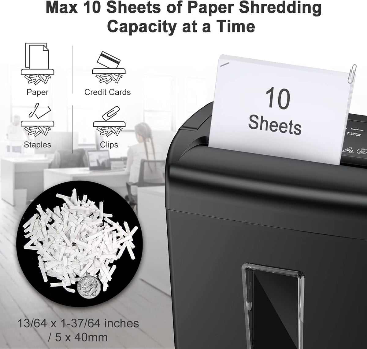 10-Sheet Cross-Cut Paper Shredder with 5.5 Gallons Basket U786599