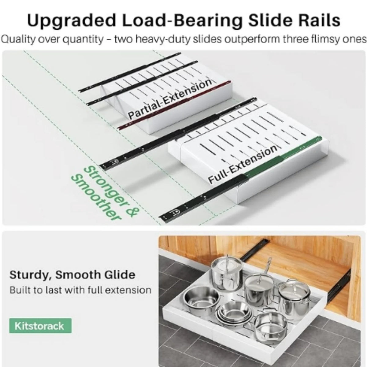 Expandable Heavy Duty Slide out Drawers Cabinet Organizer (White) L6997