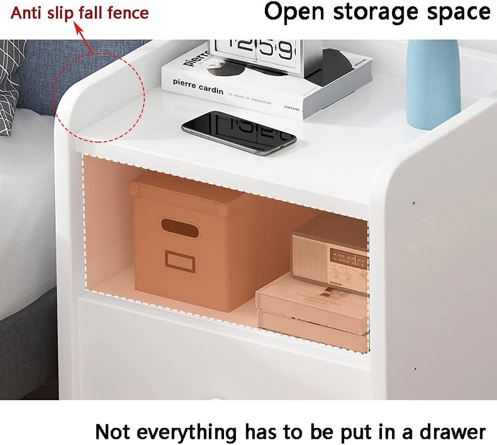 White Nightstand with Drawers Y968980
