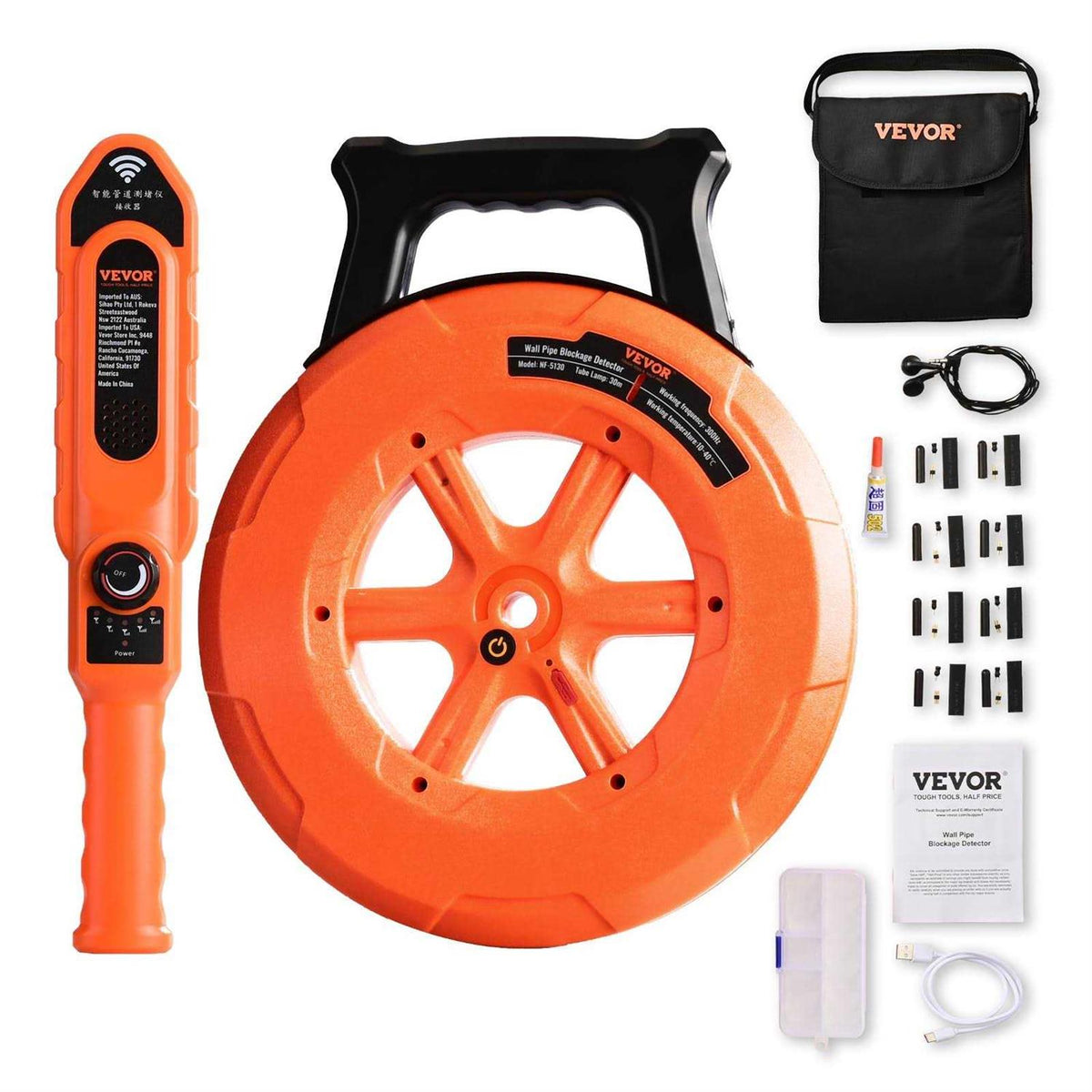 Pipe Blockage Detector Locators 100ft 30m Waterproof T78880