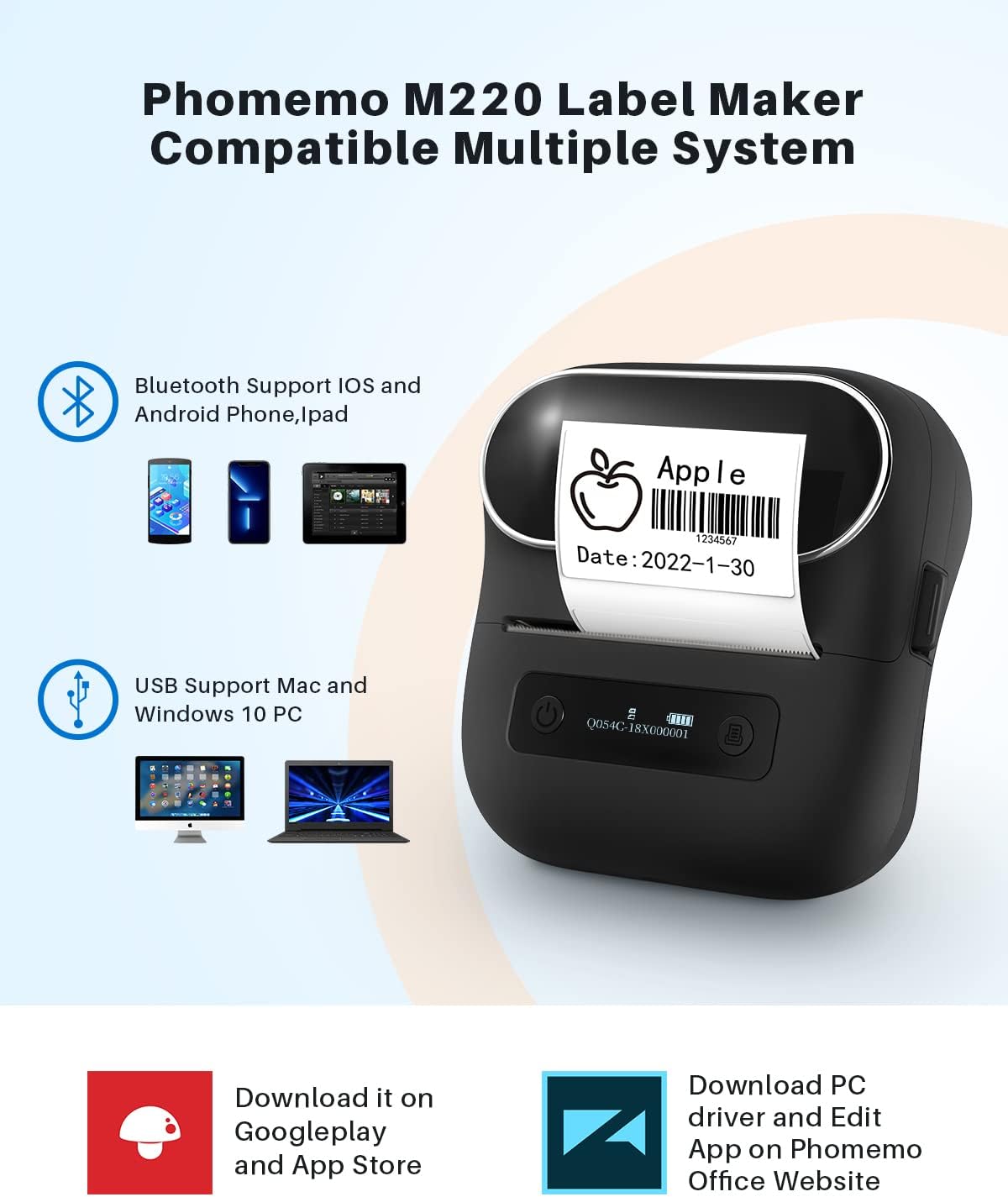 Portable Bluetooth Thermal Label Printer T12602