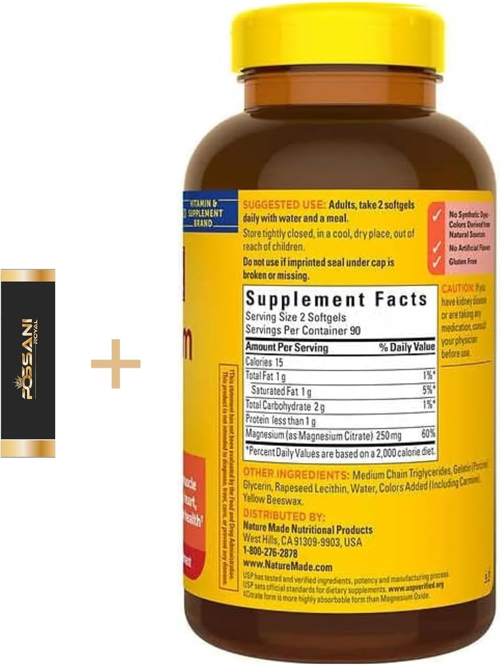 Magnesium Citrate 250 mg Dietary Supplement, 180 Count Softgels F6975