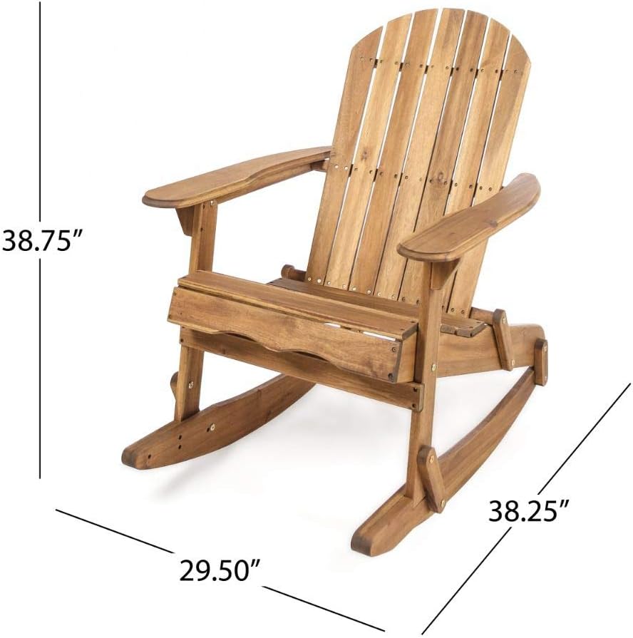 Natural Stained Acacia Wood Adirondack Rocking Chair X46175