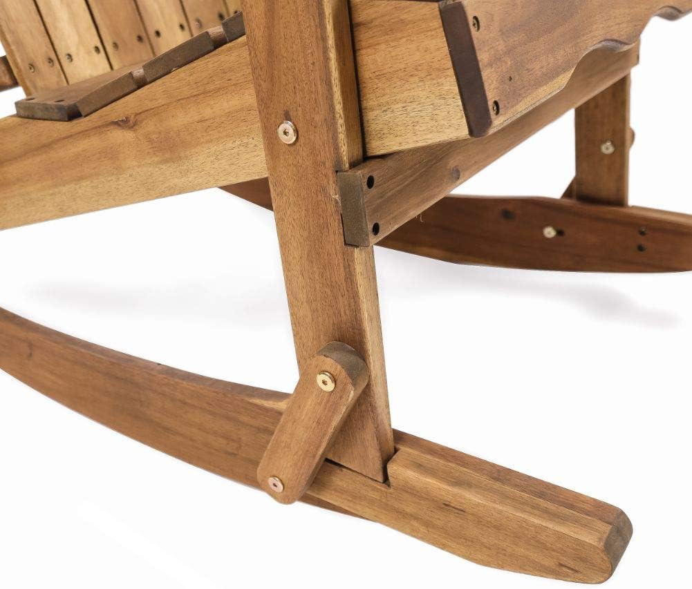 Natural Stained Acacia Wood Adirondack Rocking Chair X46175