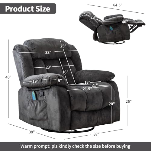 Brown Fabric Manual Rocking Recliner with Heat and Vibration R38914