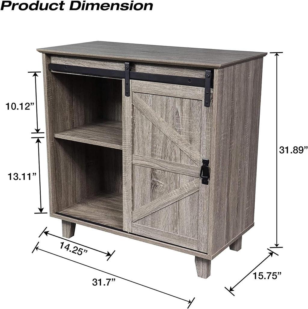 2-Tier Sliding Barn Door Sideboard Cabinet T243