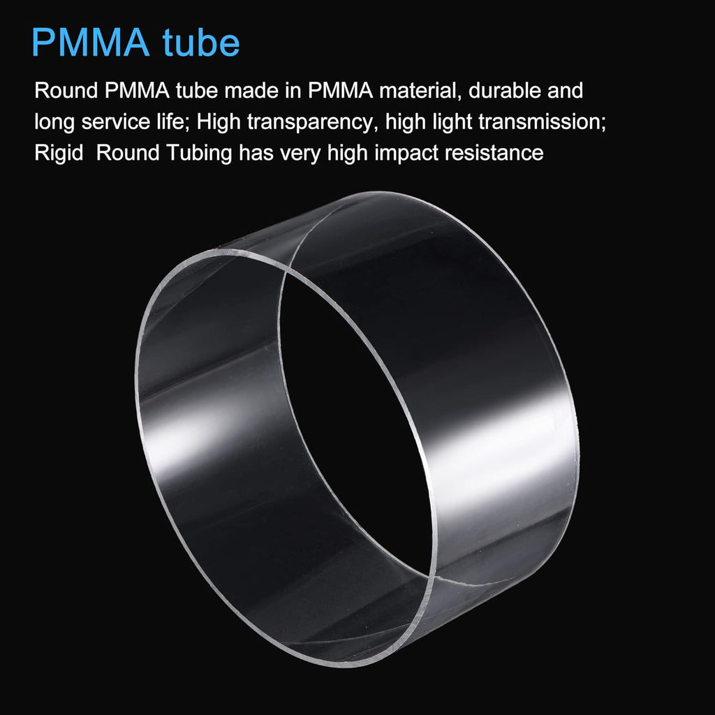 Clear Acrylic Rigid Round Tube 8.4 ID 4 Length Pack of 2 J9317