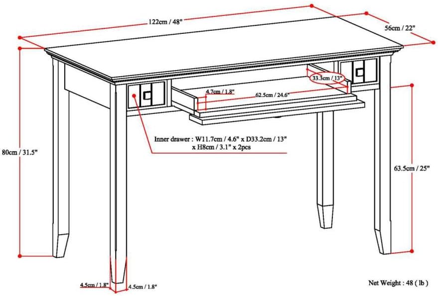 48 inch Solid Wood Desk with 2 Drawers U788