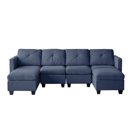 Modular Sectional Sofa, Boucle Fabric U Shaped Couch with Storage, 6 Seat D1760