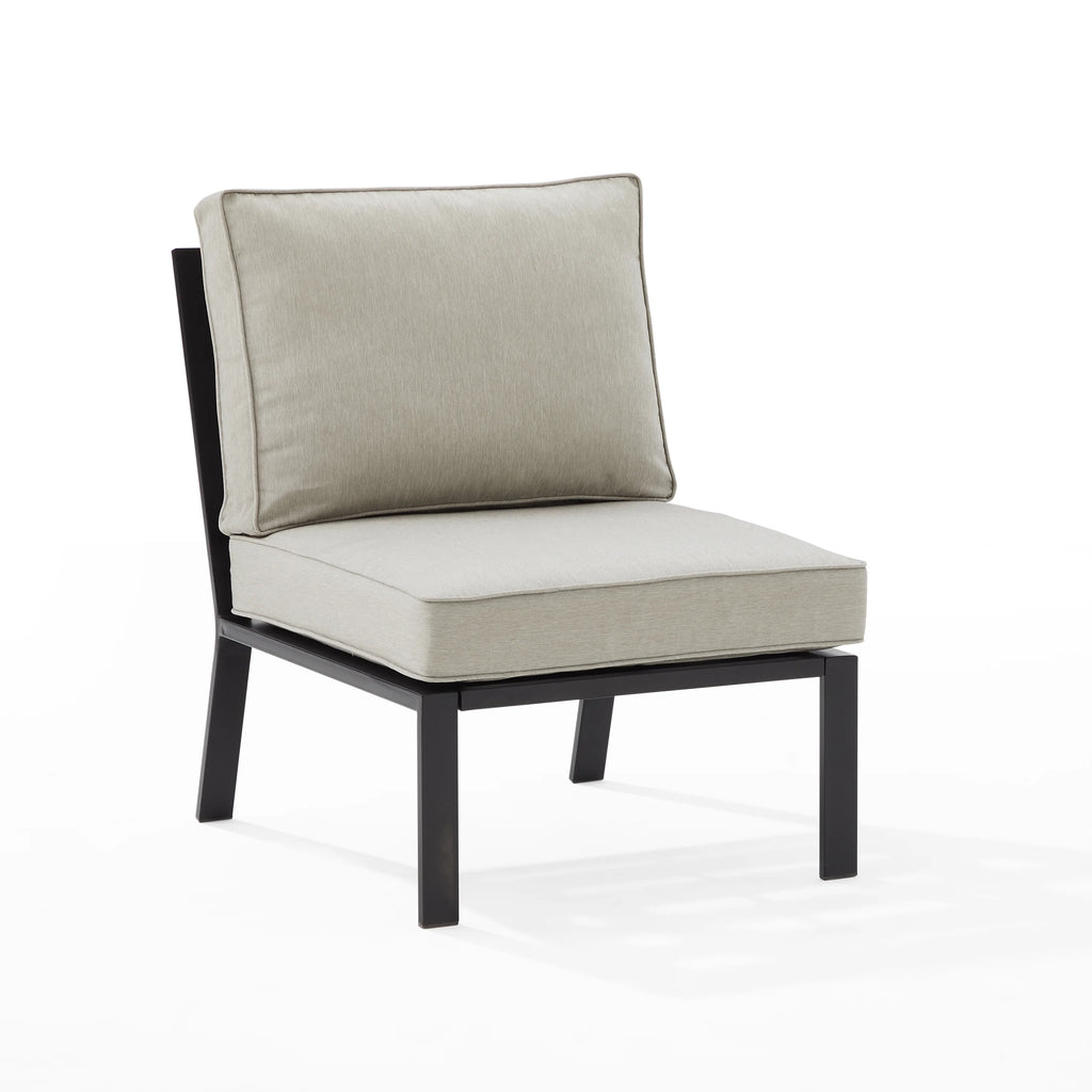 Outdoor Metal Sectional Center Chair Taupe Matte Black W467