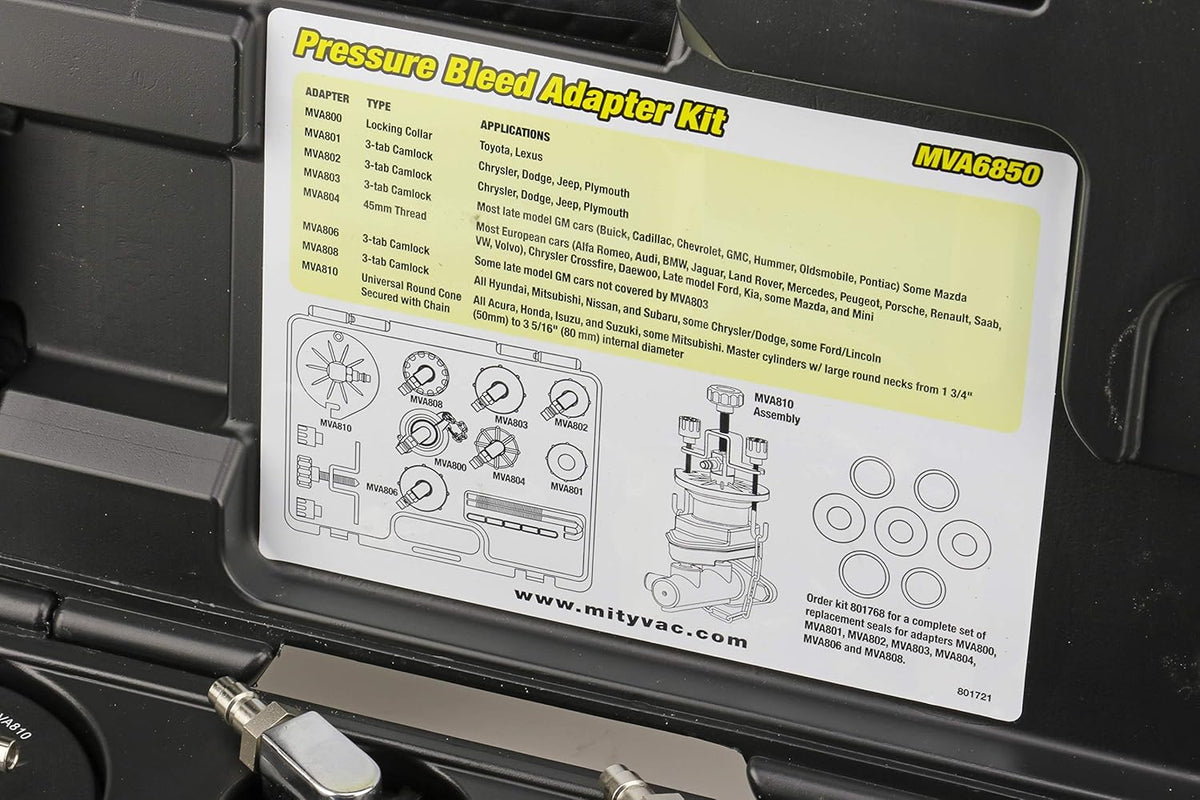 Professional Hydraulic Brake and Clutch Pressure Bleeding System with 7 Master Cylinder Adapters and Storage Case U285