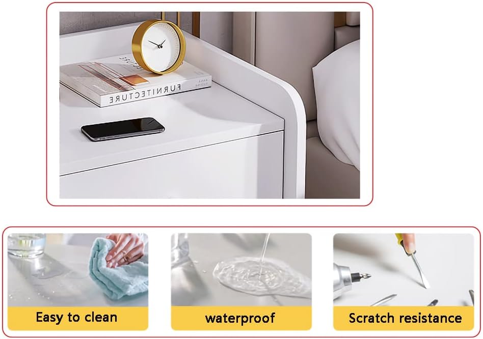 White Nightstand with Drawers Y968980