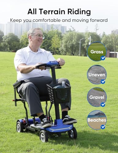 37.5 lbs Ultra Lightweight Folding 4 Wheel Mobility Scooter, Blue W983320