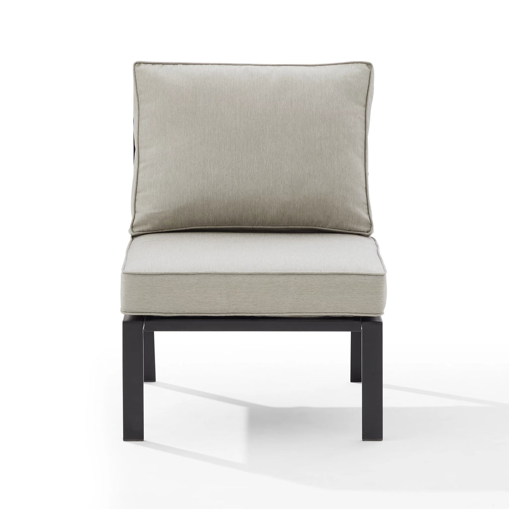 Outdoor Metal Sectional Center Chair Taupe Matte Black W467