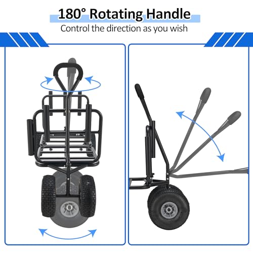 Black Heavy Duty Foldable Fishing Cart with All Terrain Big Wheels B1217