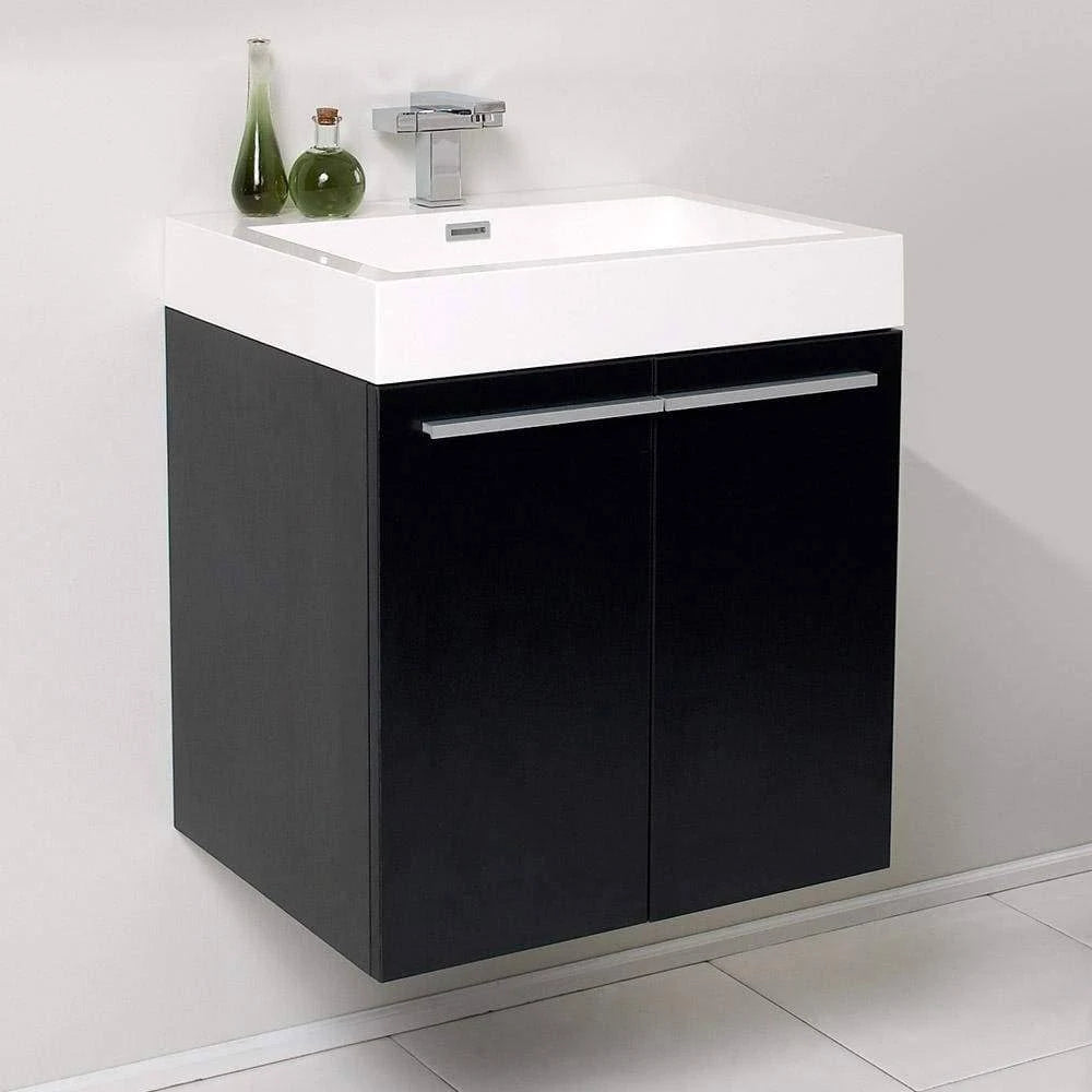 Black Modern Bathroom Cabinet with Integrated Sink G972741