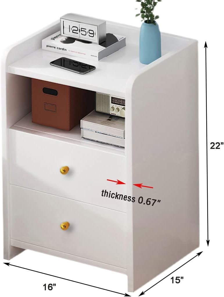 White Nightstand with Drawers Y968980