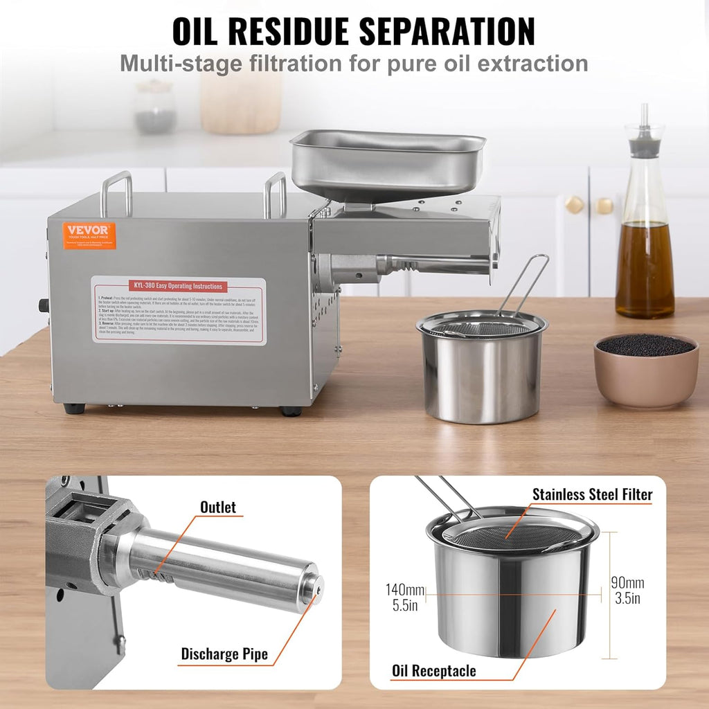 700W Stainless Steel Electric Oil Press Machine D4284