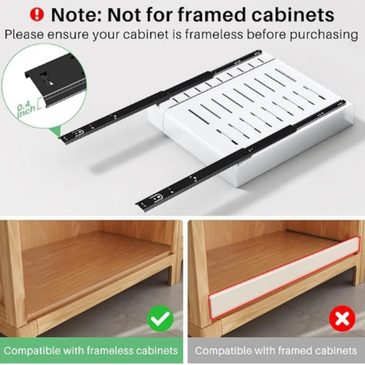 Expandable Heavy Duty Slide out Drawers Cabinet Organizer (White) L6997