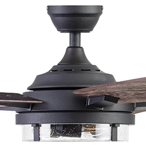 52 Inch Textured Black LED Ceiling Fan with Light and Remote Control R578