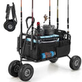 Black Heavy Duty Foldable Fishing Cart with All Terrain Big Wheels B1217