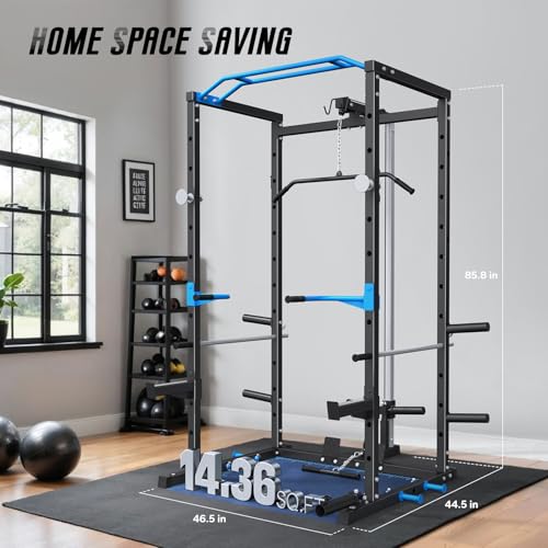Power Cage Squat Rack with Cable Crossover System O415237