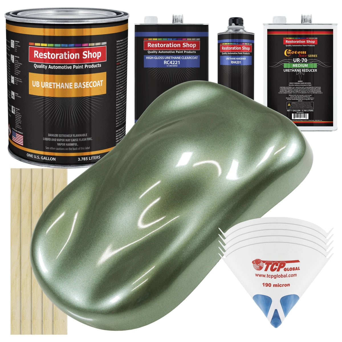 Fern Green Metallic Urethane Basecoat Clearcoat Car Auto Paint Medium Gallon Kit C88720