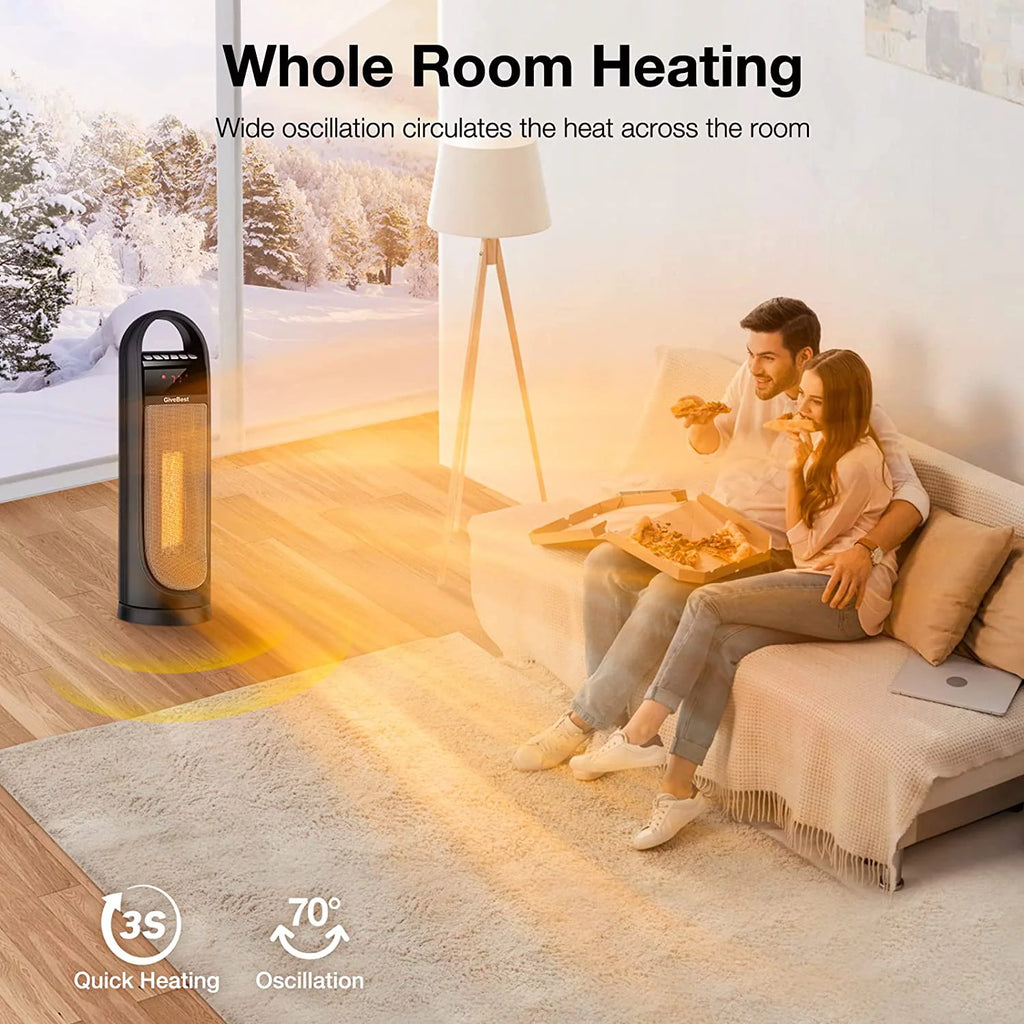 Tower Space Heater, 22" Electric Oscillating Floor Heater with Thermostat, Remote, Timer, 1500W T783