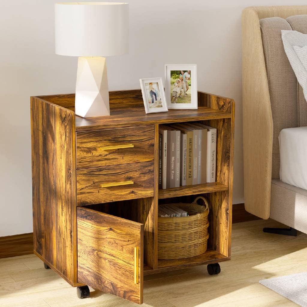 Wood File Cabinet with Storage and Drawers F848