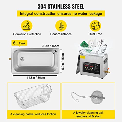 6L Ultrasonic Cleaner with Heater Timer X17560