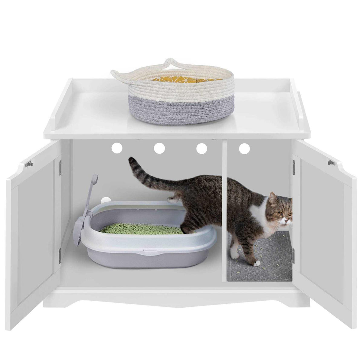 White Decorative Hidden Cat Litter Box I266