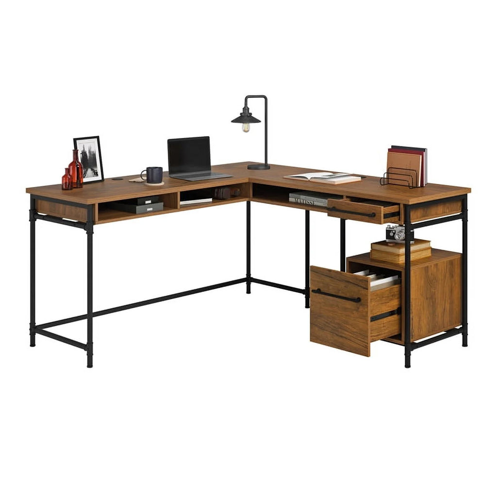 Contemporary Engineered Wood L-Desk Y388