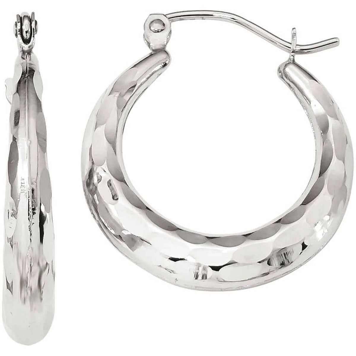10 Karat White Gold Hoop Earrings O54127
