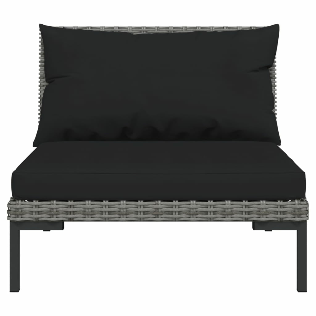 10 Piece Patio Set with Cushions Poly Rattan Dark Gray P741949
